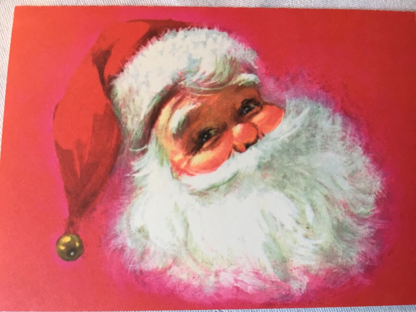 VTG Christmas Greeting Card Hot Pink Santa UNUSED Norcross