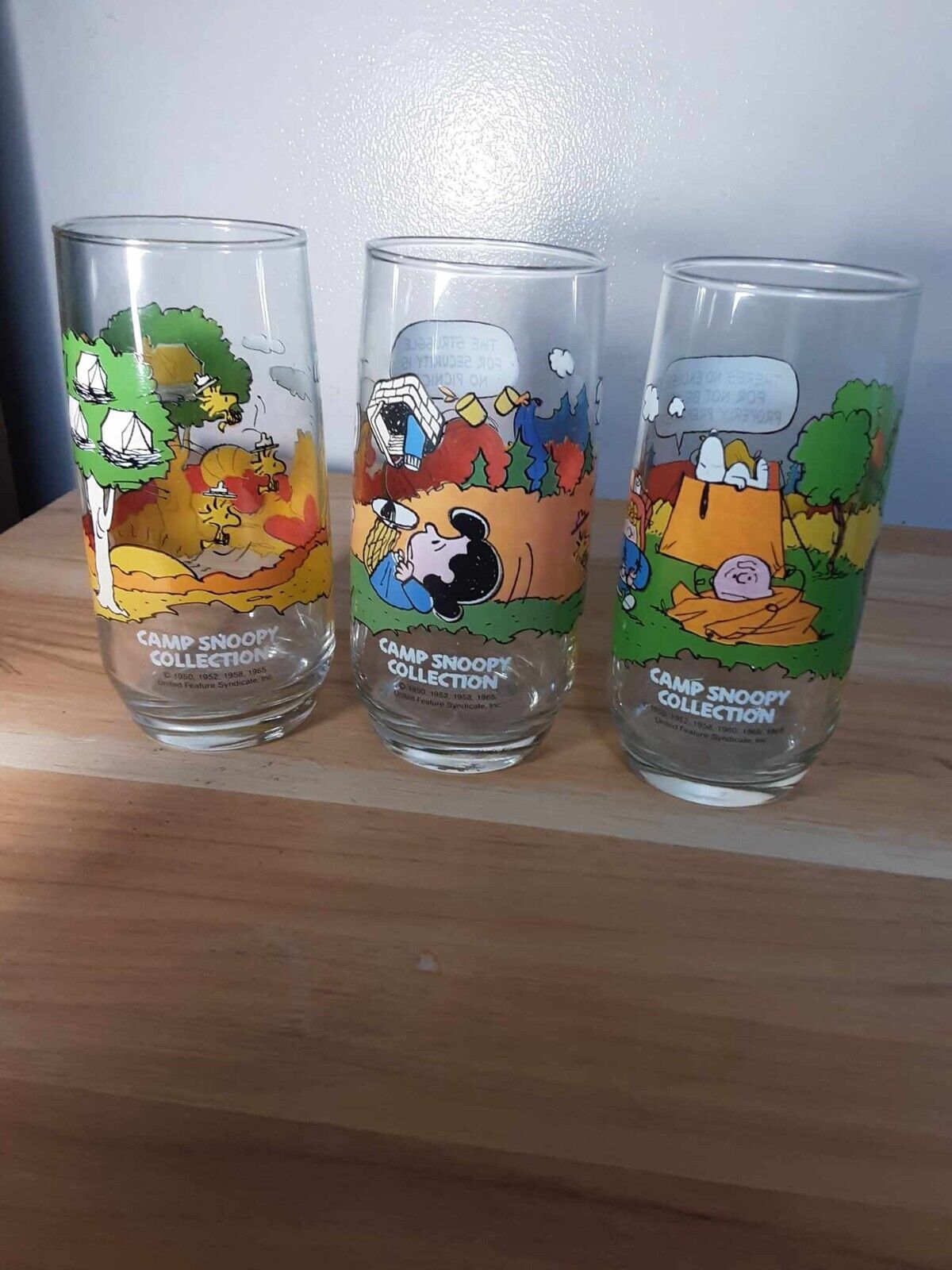 Vintage McDonalds Camp Snoopy  Collection Set of 3 Glasses Charlie Brown Peanuts