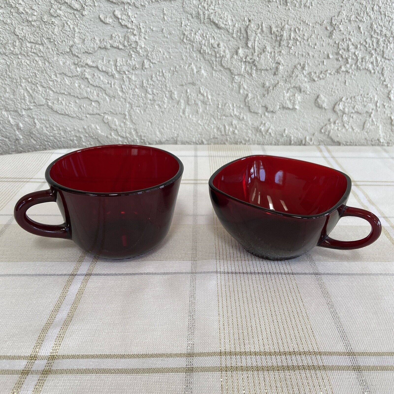 Anchor Hocking Vintage Royal Ruby Red Coffee or Tea Cups - Lot of 2 Styles - 6oz