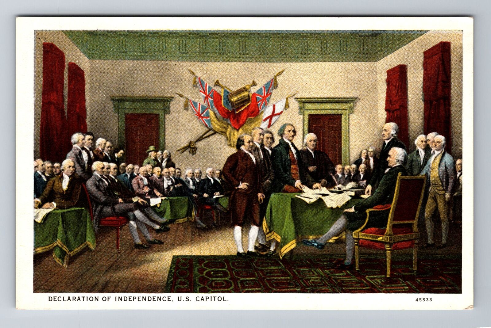 Washington DC-Declaration Of Independence US Capitol, Antique, Vintage Postcard