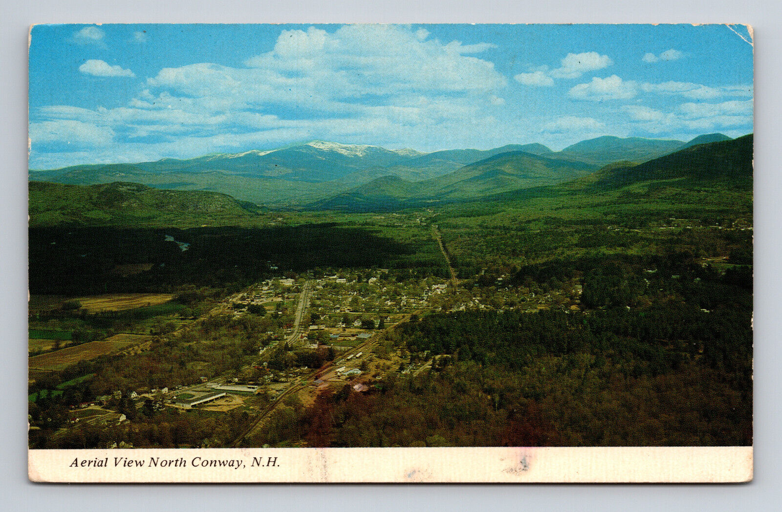 Aerial View North Conway New Hampshire Mt. Washington White Mountains Postcard