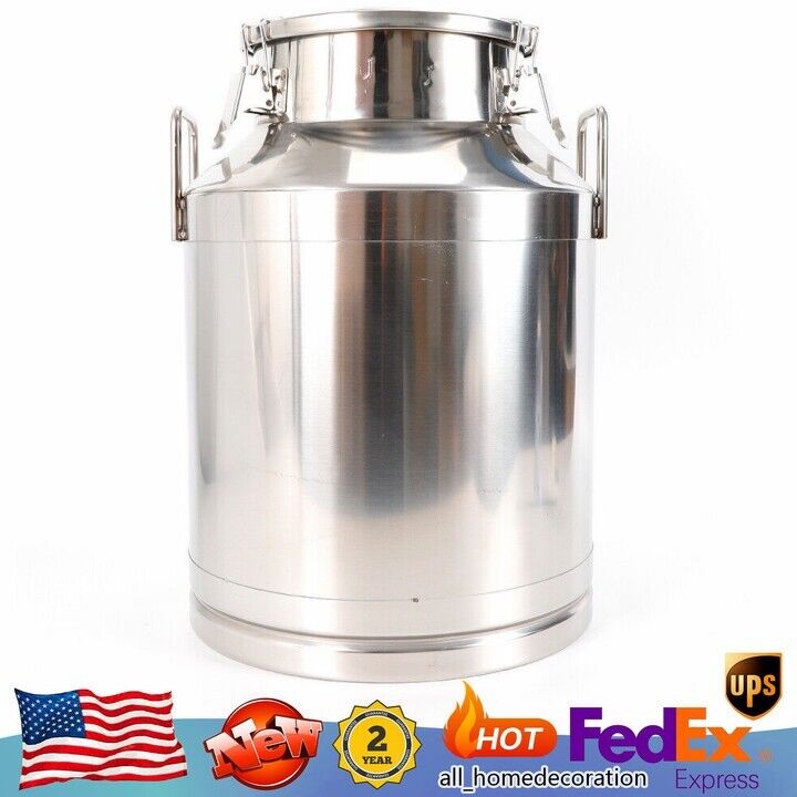 50L/13.25Gal Stainless Steel Milk Can Barrel, Milk Jug Milk Bucket Storage Pot