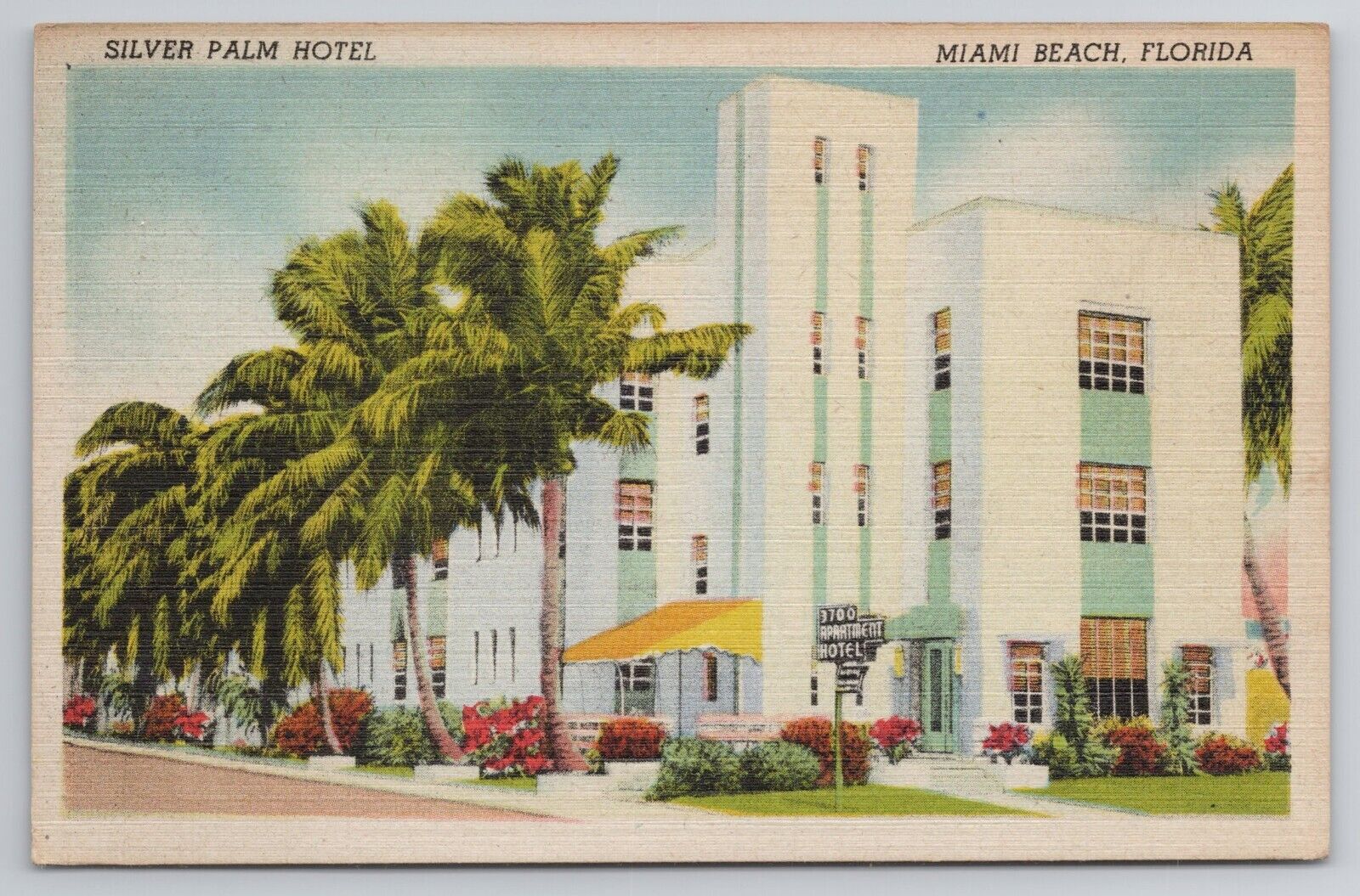 1930-45 Postcard Silver Palm Hotel Miami Beach Florida FL Art Deco