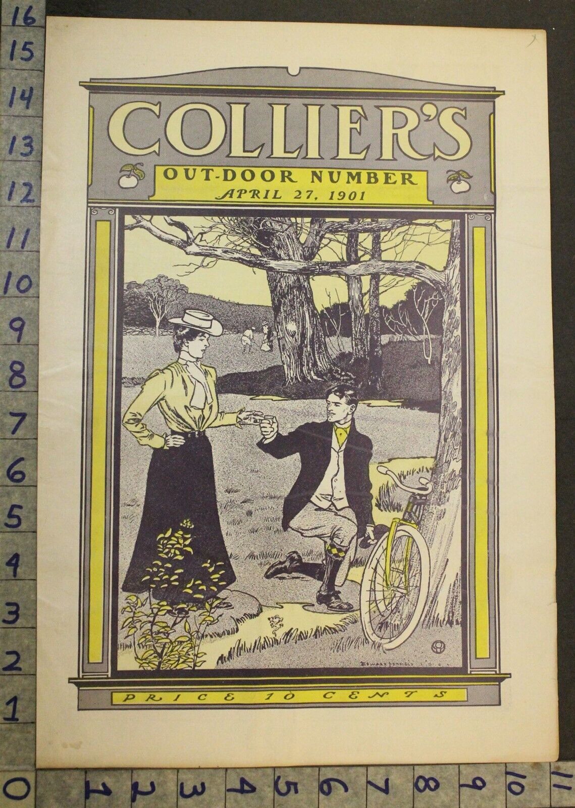 1901 BICYCLE SPORT LOVE OUTDOOR COLLIERS COVER EDWARDIAN ART 27619