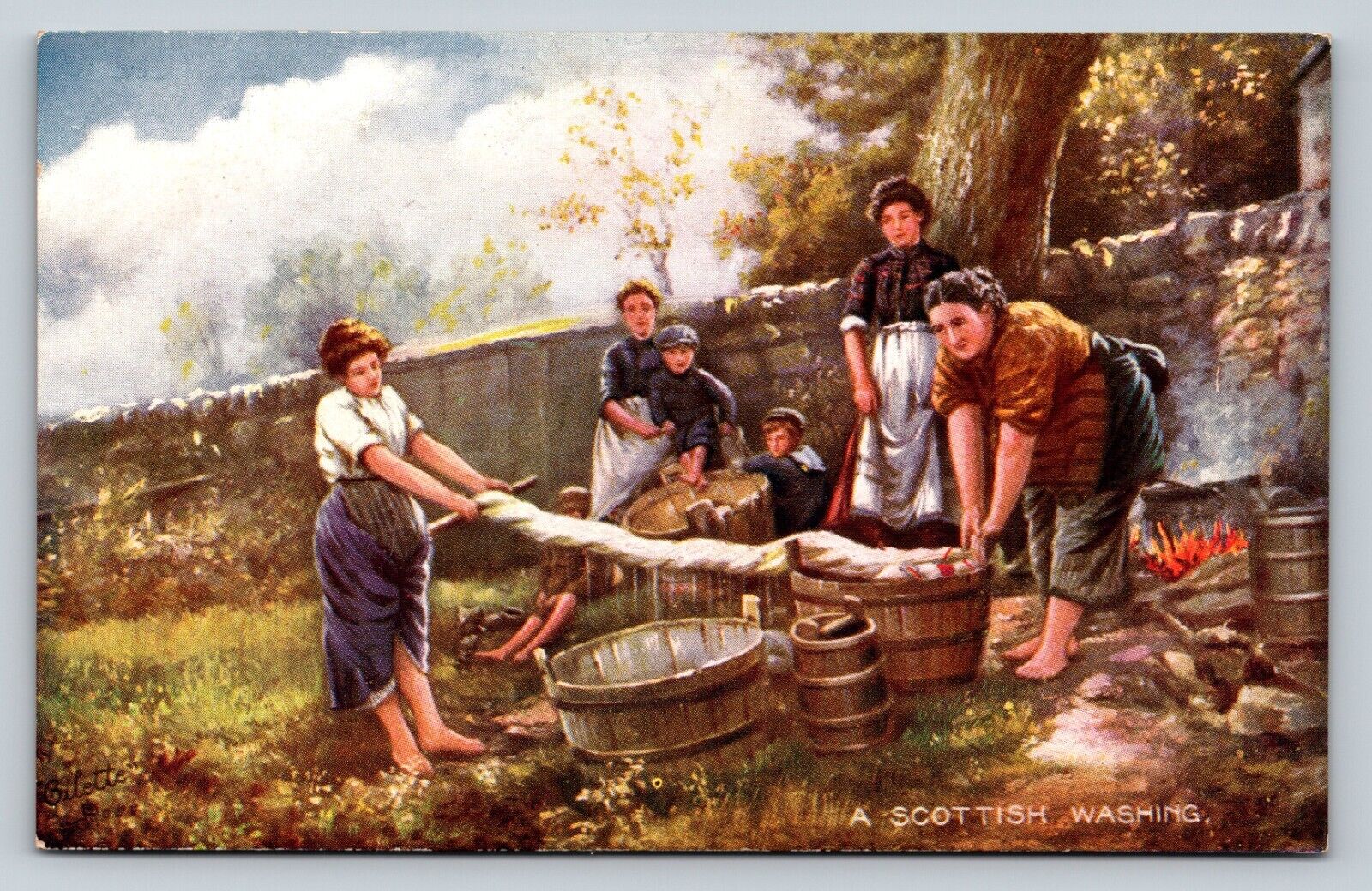 A Scottish Washing Tuck\'s Vintage Postcard 0974