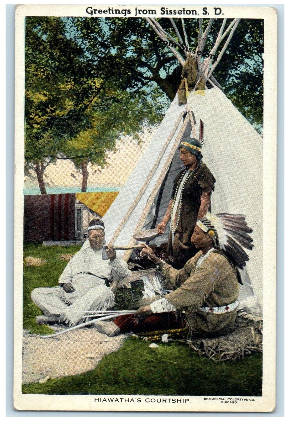 c1910 Native American Hiawatha\'s Courtship Tent Sisseton South Dakota Postcard