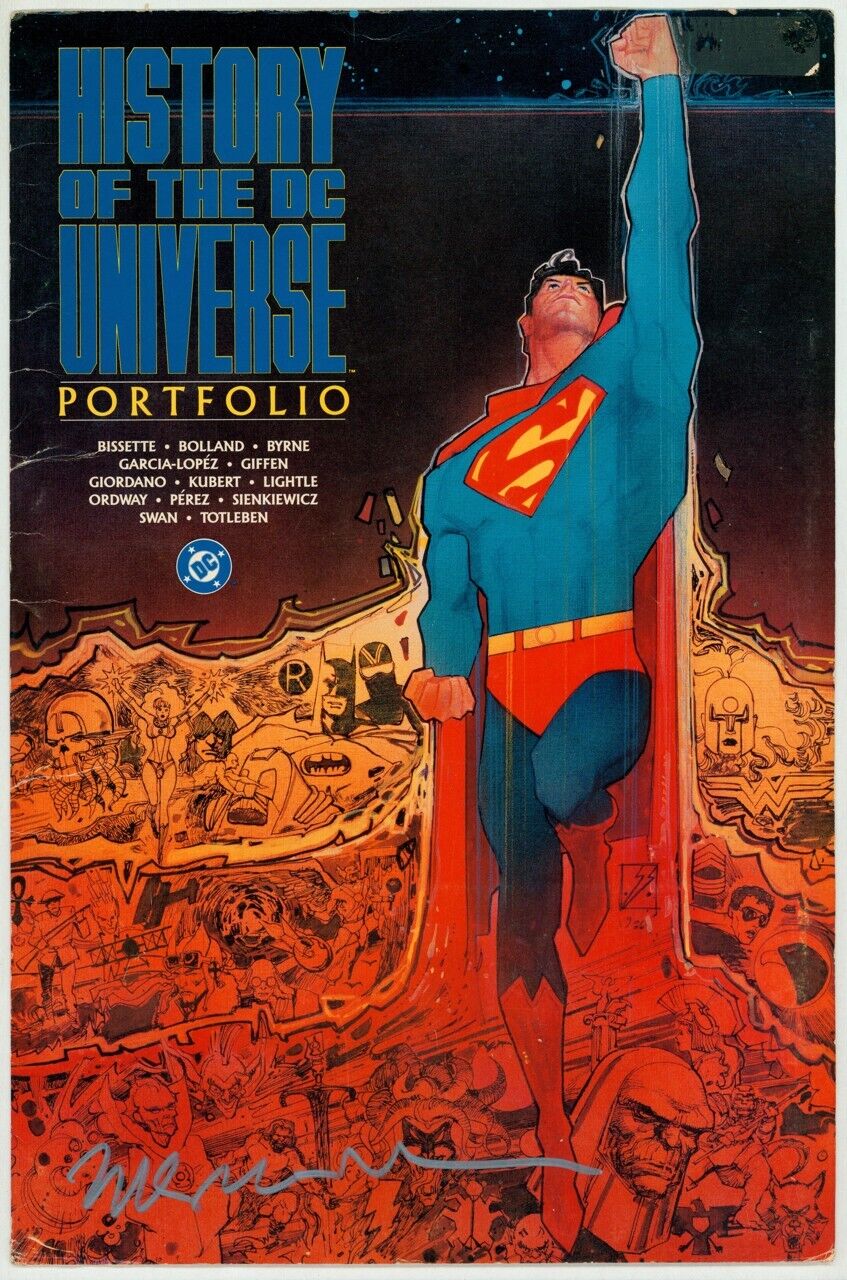 COVER ONLY Bill Sienkiewicz SIGNED History DC Universe Portfolio Superman JLA +