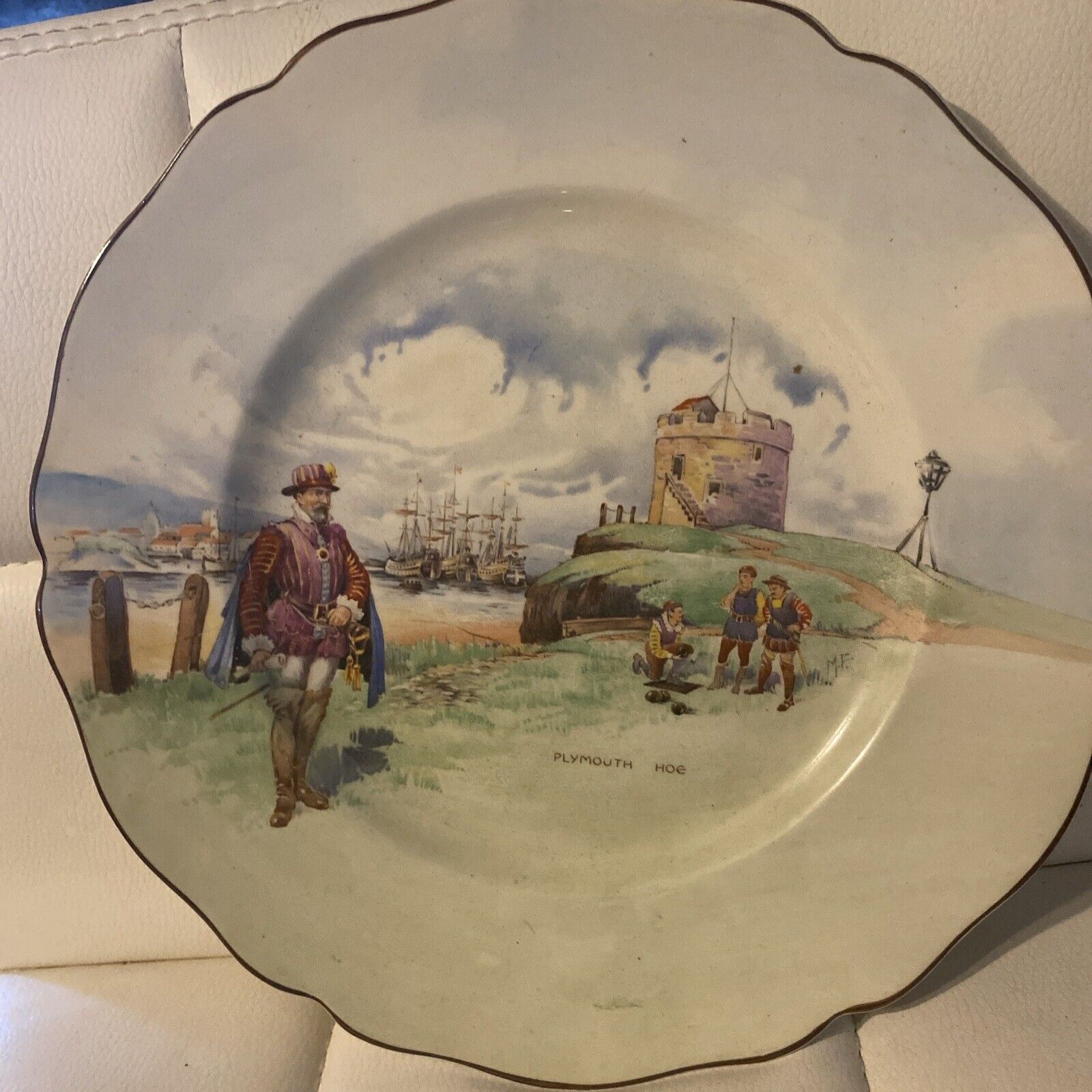Antique Royal Doulton Collector / Display Plate Plymouth Hoe
