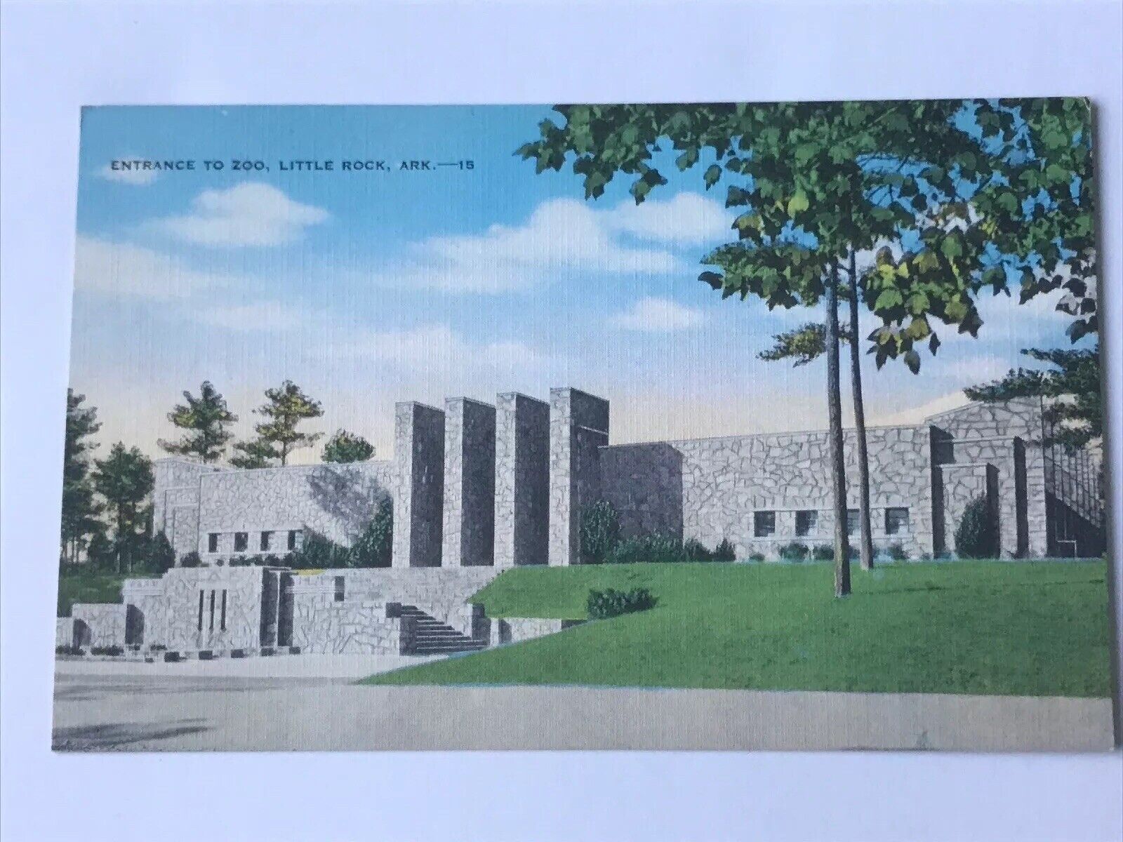 1930s Little Rock AR Arkansas Zoo Entrance Street View Postcard
