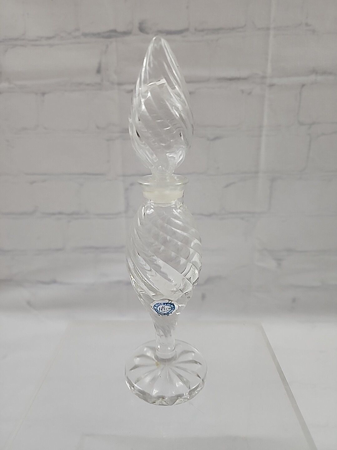 Vintage IW Rice Co Glass Perfume Bottle w/Stopper 