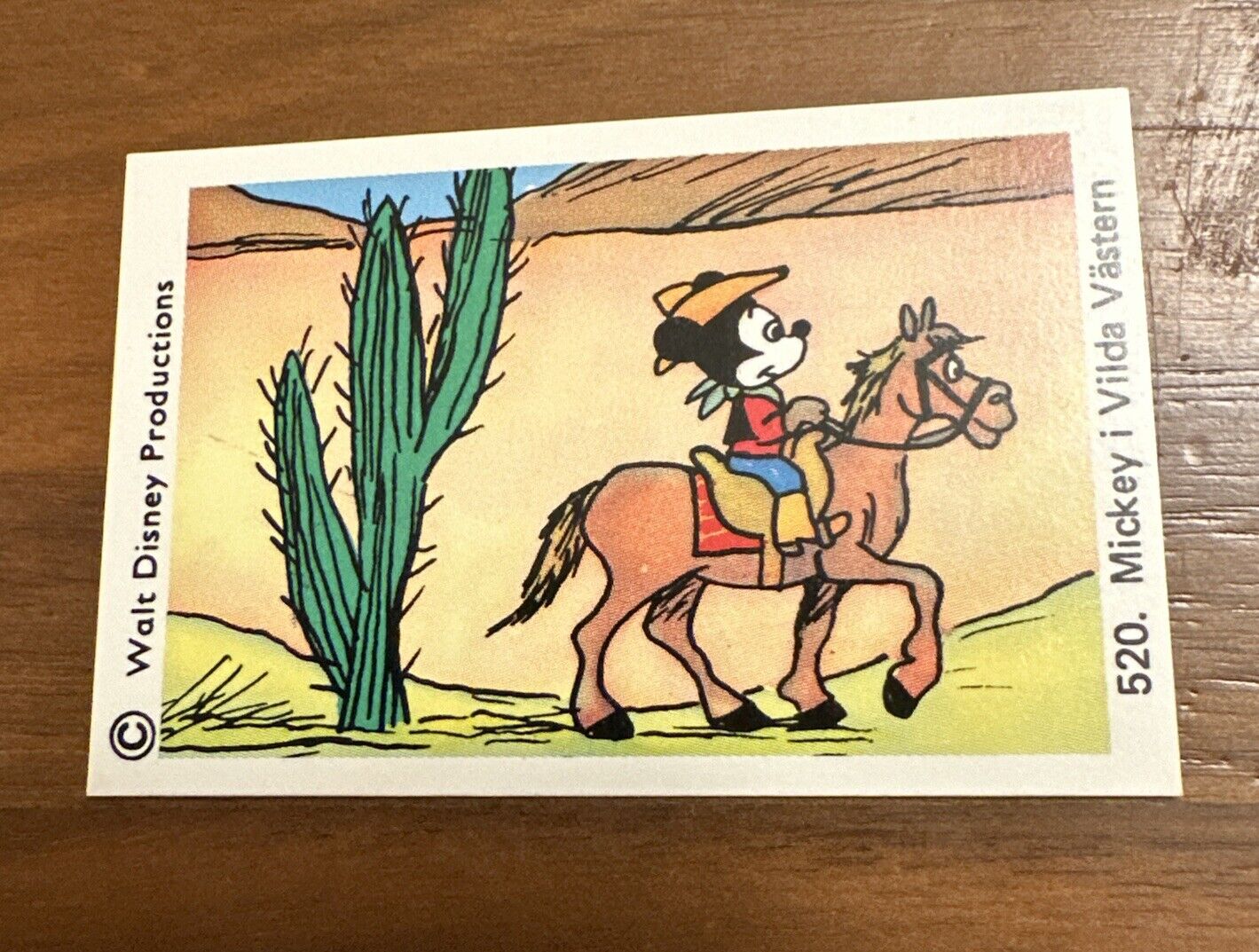 1973-76 Swedish Disneybilder  Mickey I Vilda vastern #520 Trading Card Horse Vtg