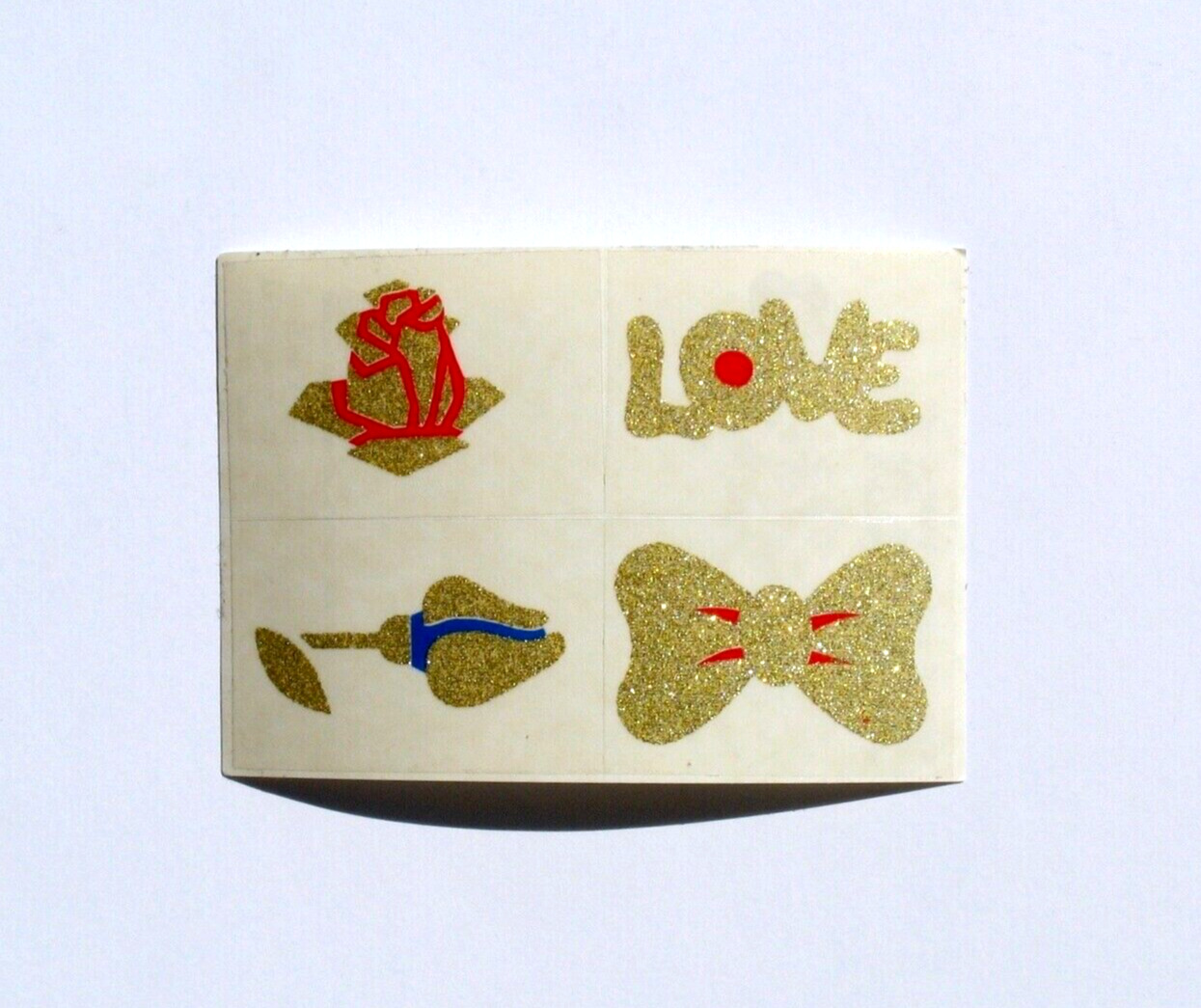 Gold Love Stickers Glitter Rose Vending Decal bling glitter Vintage 80s bowtie