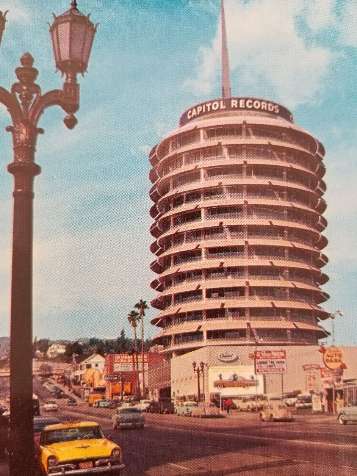 Hollywood CA Capitol Records Tower Circular Building Vtg Postcard c 1960s