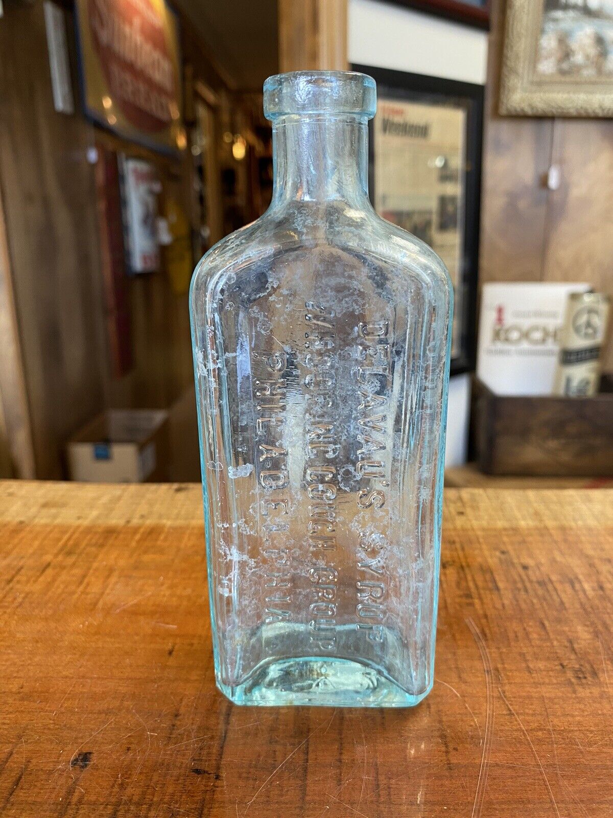Vintage 1890’s Delavau’s Whooping Cough-Croup Syrup Glass Medicine Bottle