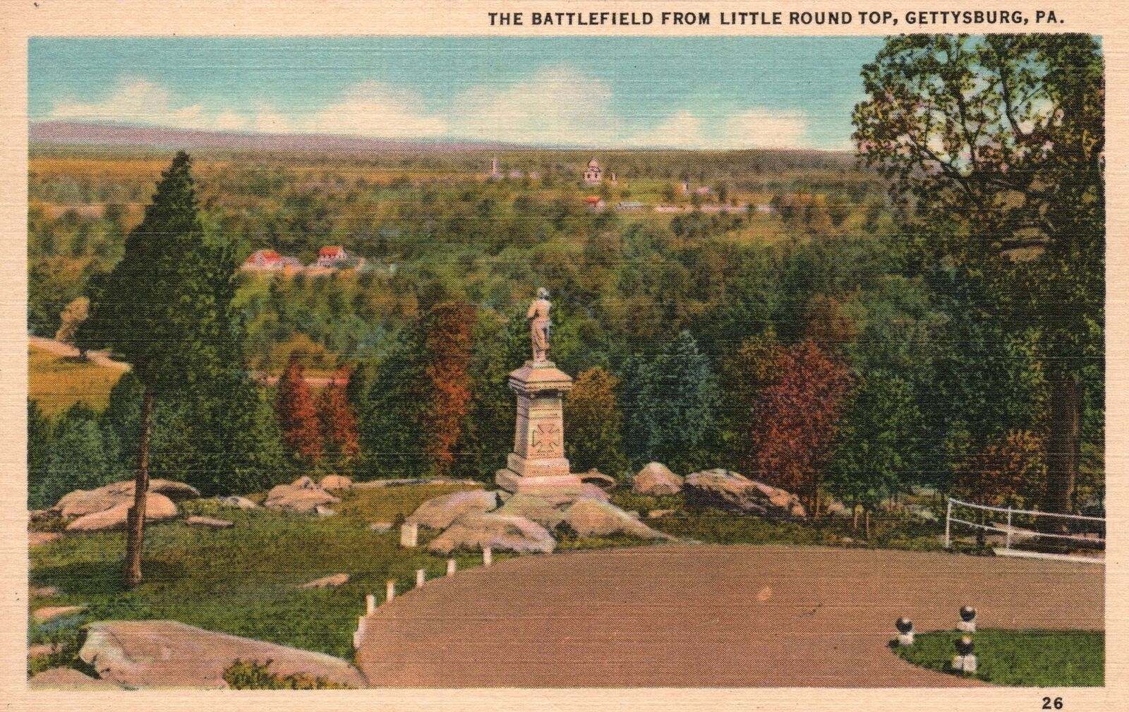 Vintage Postcard The Battlefield From Little Round Top Gettysburg Pennsylvania