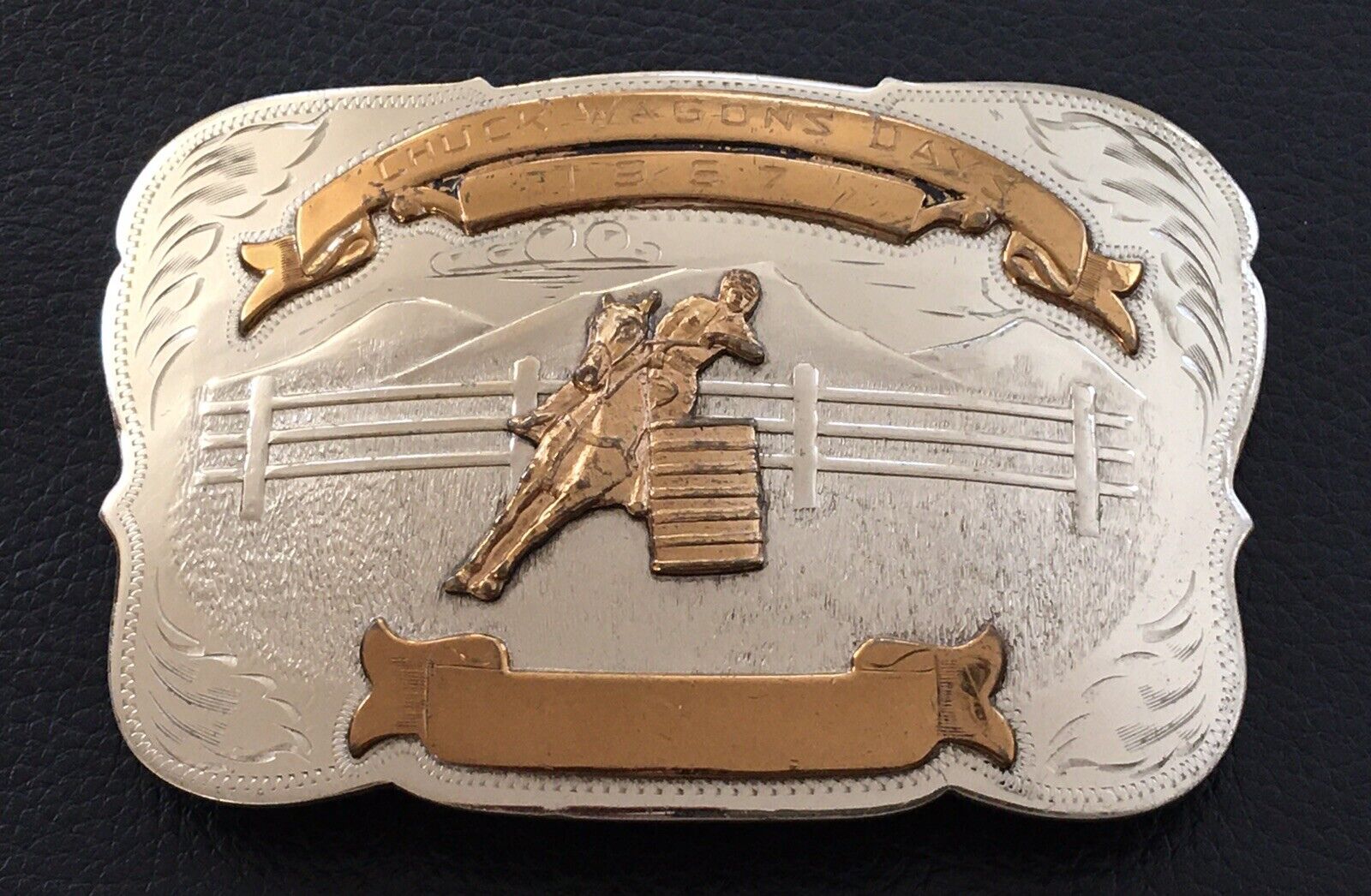 SALE Antique Old Vintage 1967 Chuck Wagon Days Irvine Jachens Trophy Belt Buckle