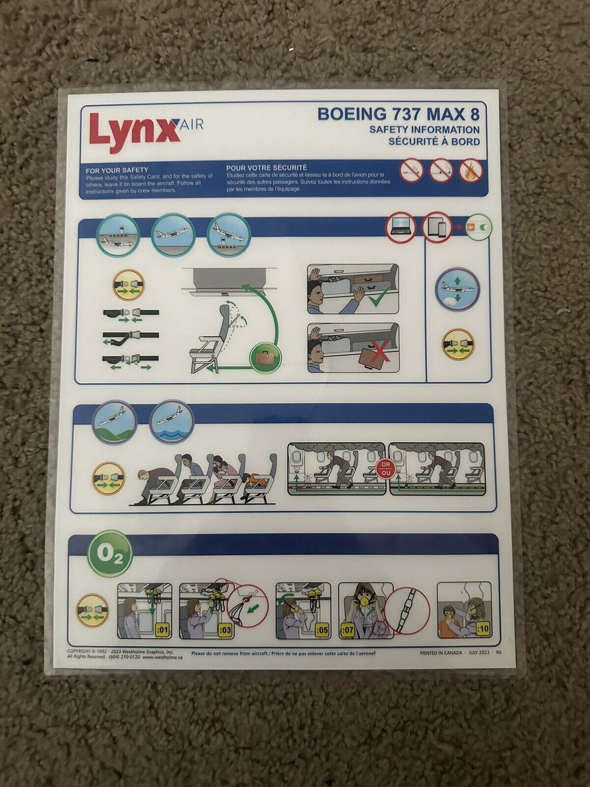 Lynx Air Safety Card Used