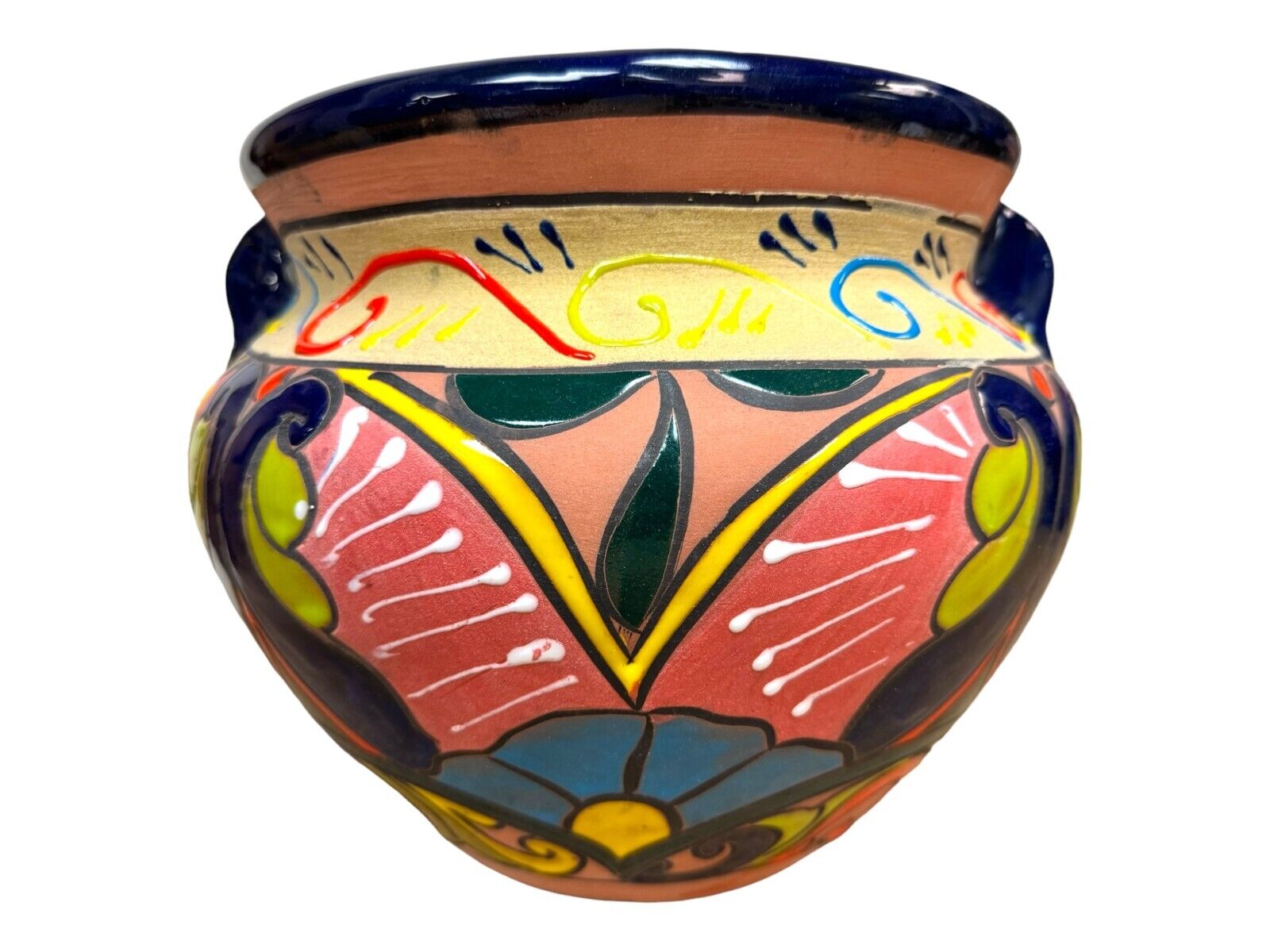 Talavera Michoacana Planter Pot Mexican Pottery Hand Painted Home Decor 12\