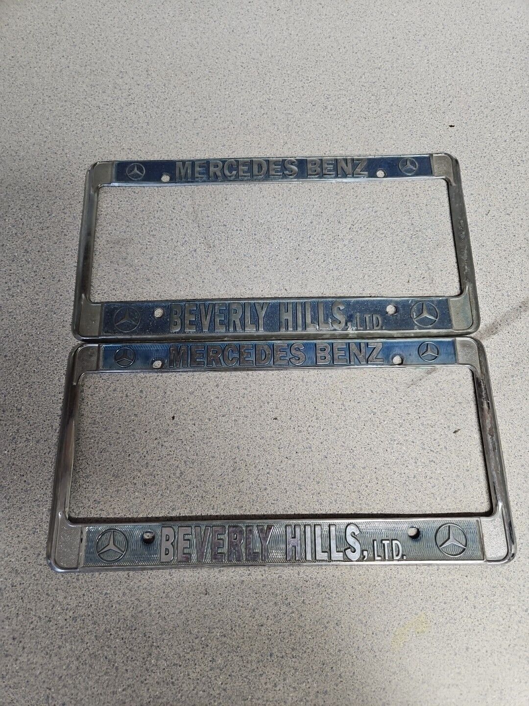 Pair Of Mercedes-Benz of Beverly Hills CA Car Dealer Metal License Plate Frame