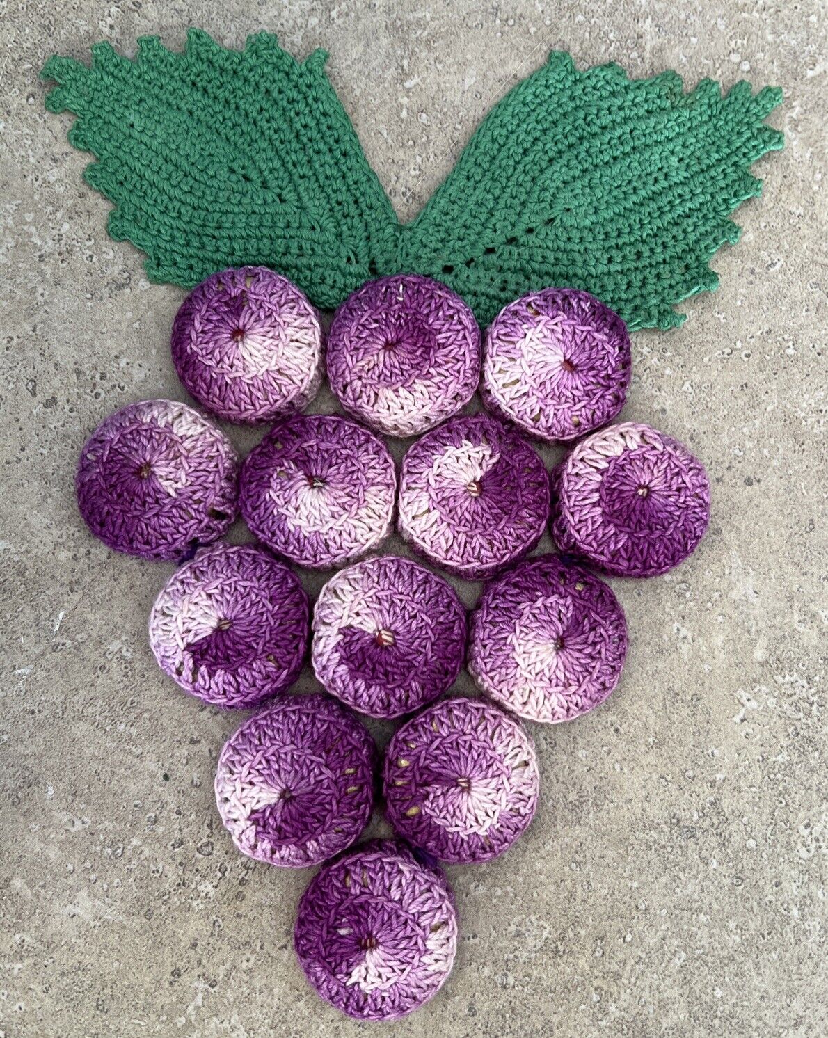 Vintage Handmade Grape Bottlecap Crochet PotHolder Trivet Countrycore Grannycore
