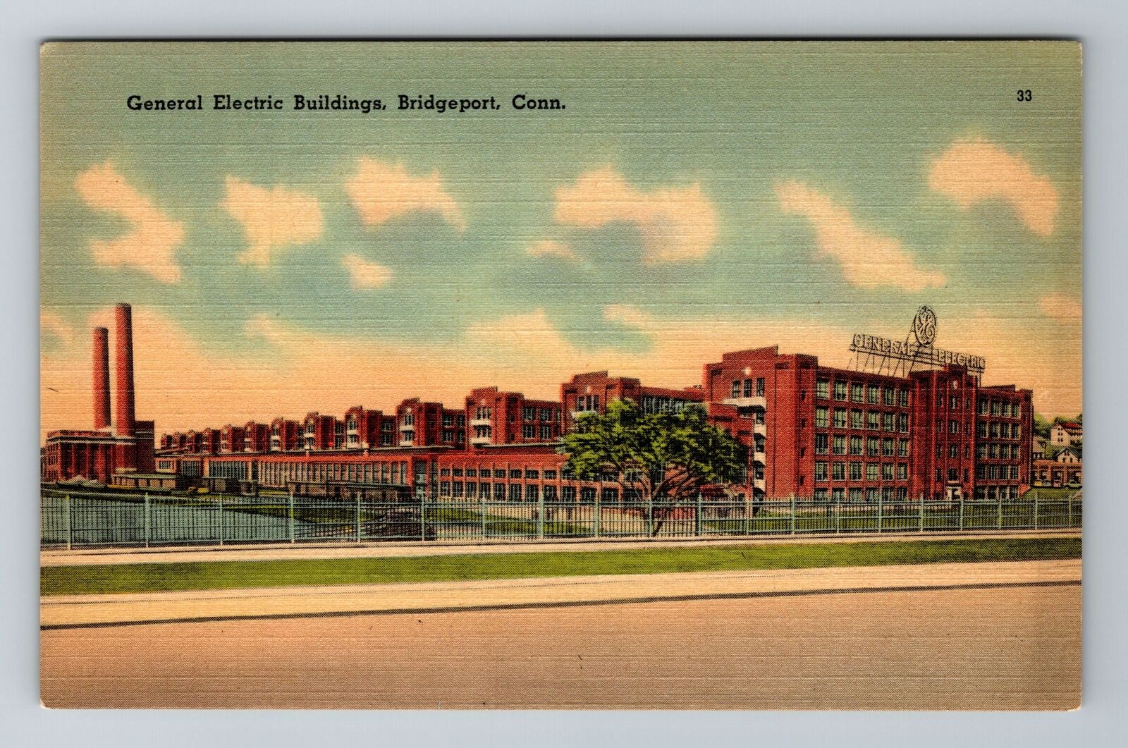 Bridgeport CT-Connecticut, General Electric Buildings, Antique Vintage Postcard