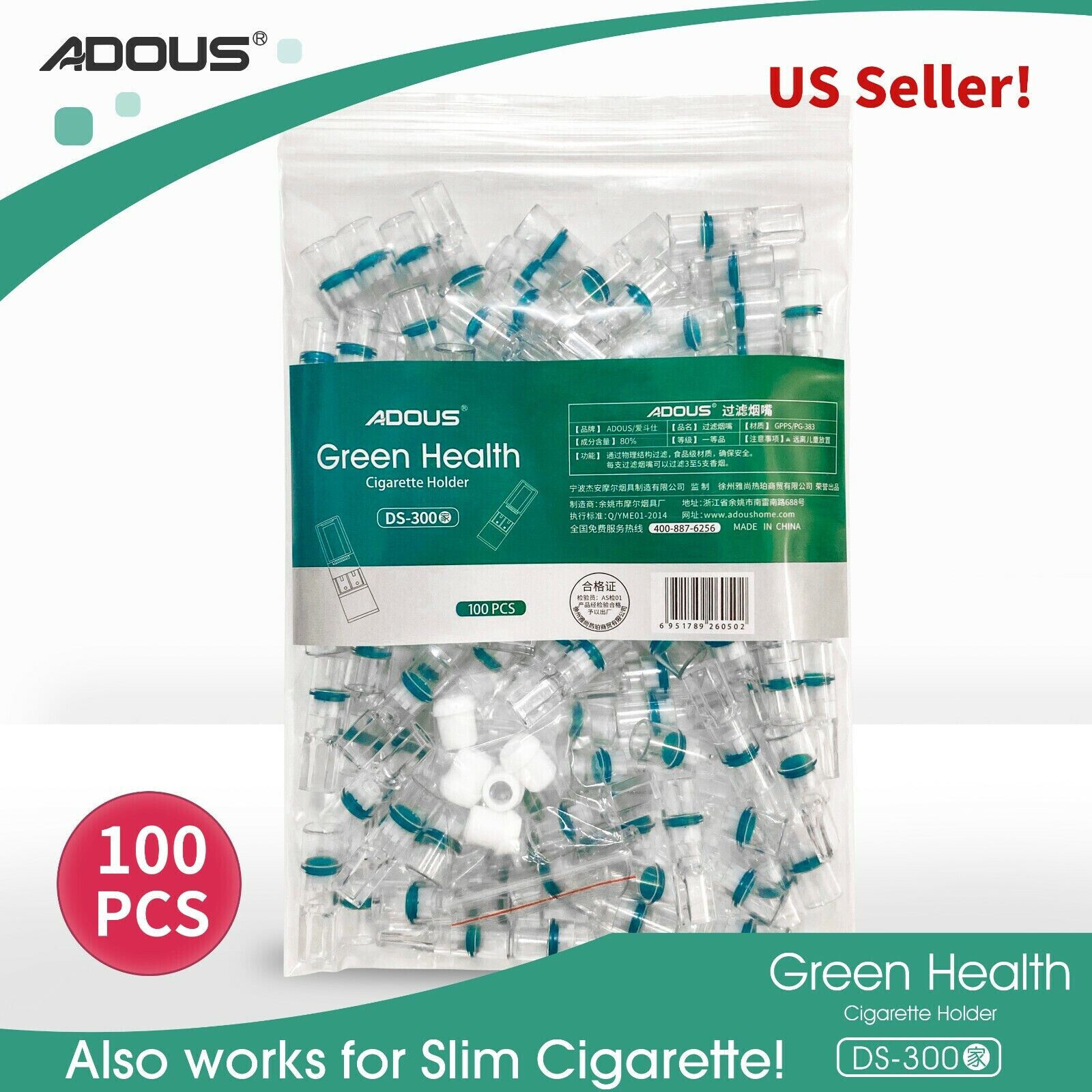 100 Pcs Pack Disposable Tobacco Cigarette Filter Holder Slim Convert Reduce Tar 