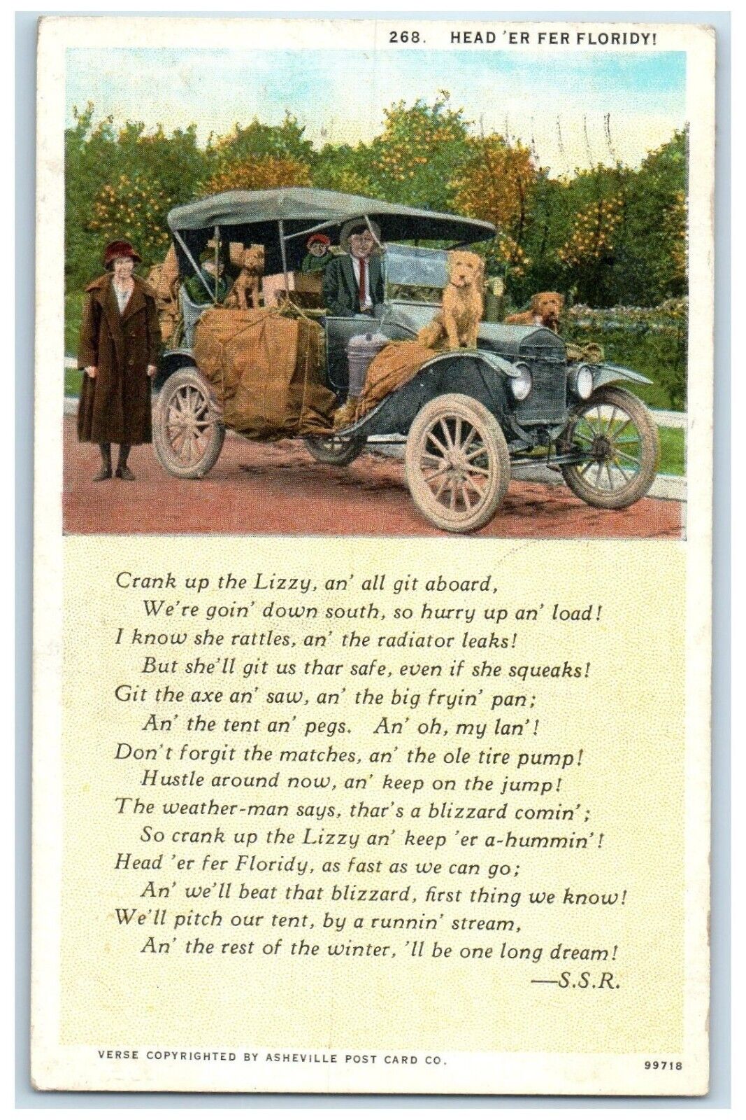 1926 Ford Model T Dogs Scene Car Camden South Carolina SC Vintage Postcard