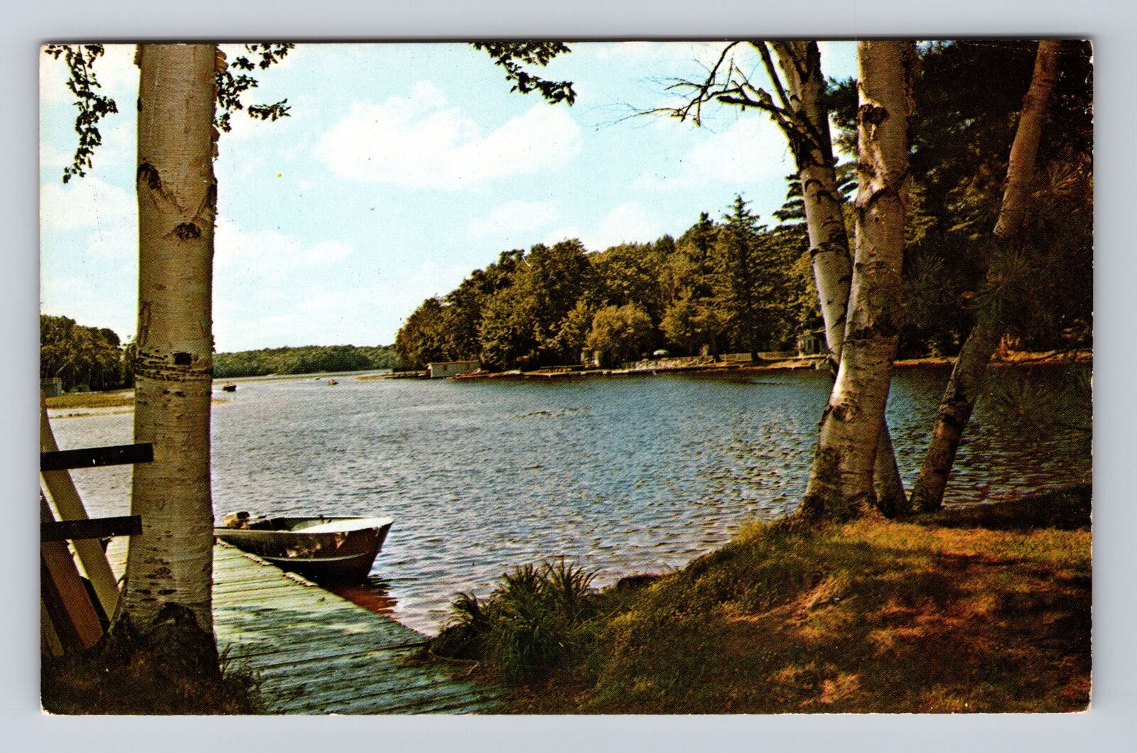 Ompah Ontario Canada, Dunham\'s Cottages Lake & Dock Advertising Vintage Postcard