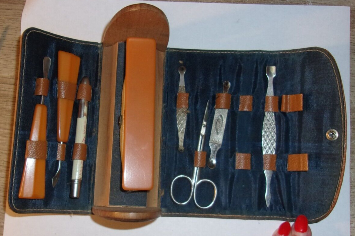 Vintage Antique Premier Manicure Pedicure Kit Set some Bakelite Handles
