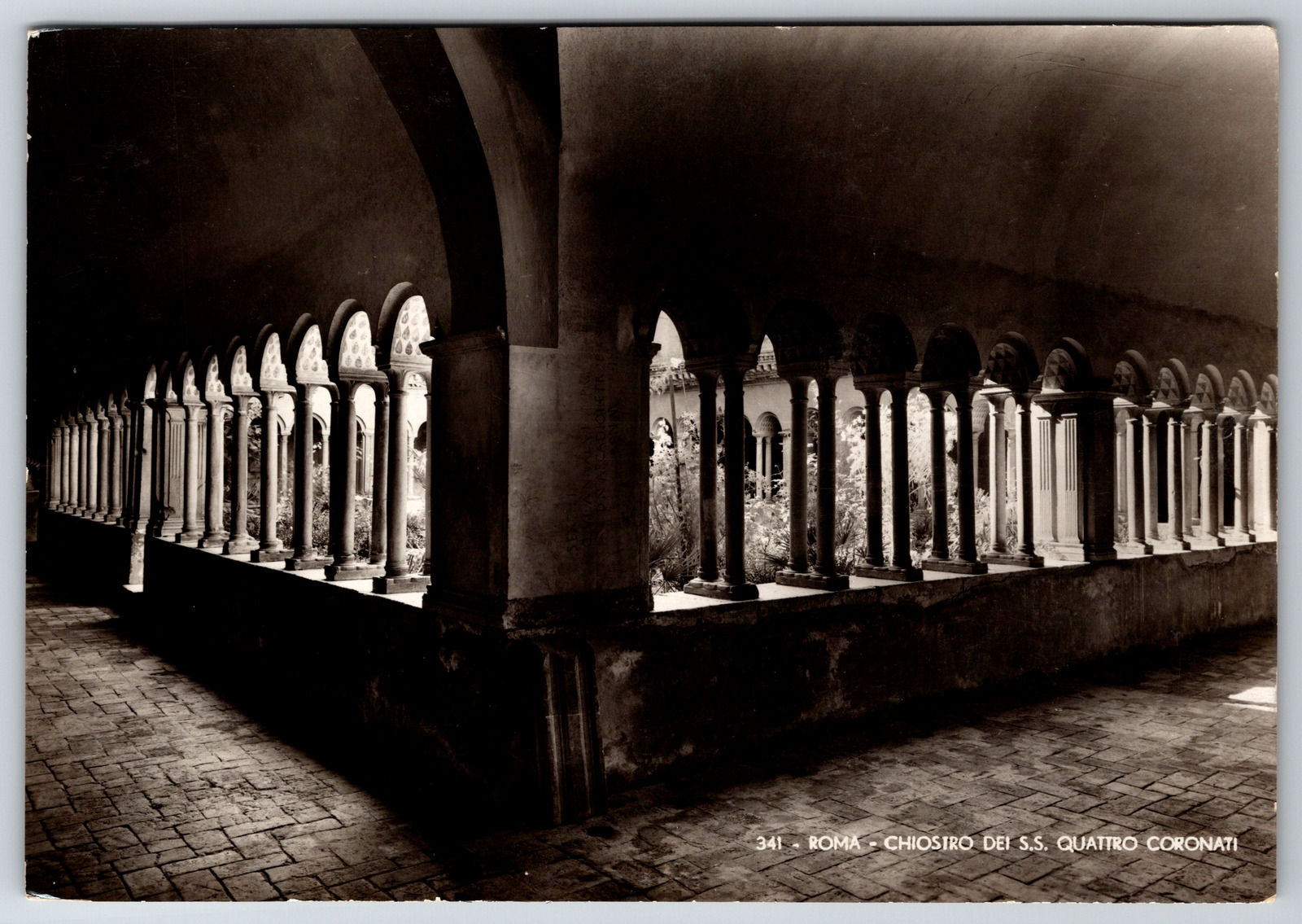 c1960s Rome Cloister of the SS Four Crowned Vintage Postcard