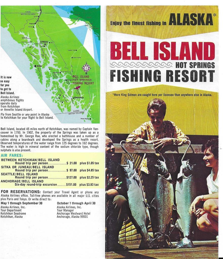 Bell Island Hot Springs Fishing Resort - Ketchikan, Alaska - Vintage Brochure