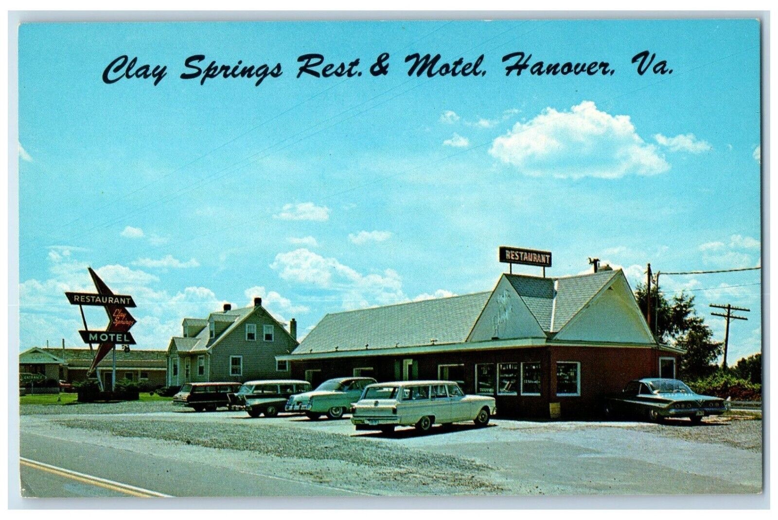 c1960 Exterior Clay Springs Rest Motel Hanover Virginia Vintage Antique Postcard
