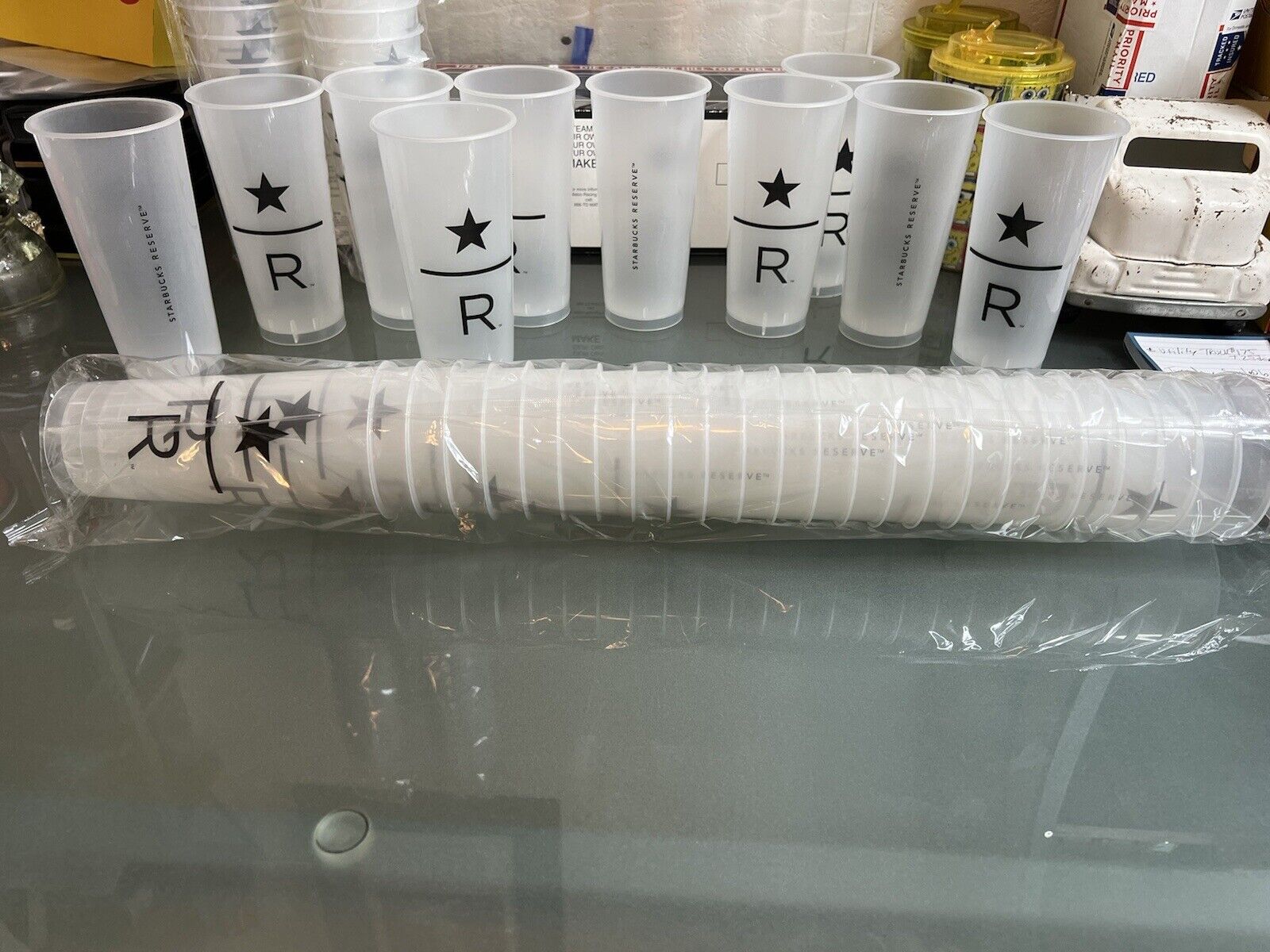 Starbucks Reserve Frosted Plastic Grande Reusable 16oz Cups No Lid Lot Of 25