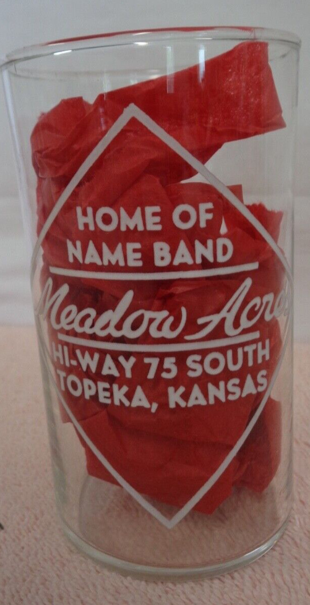 Vintage Meadow Acres Topeka KS Juice Glass - Home of Name Band