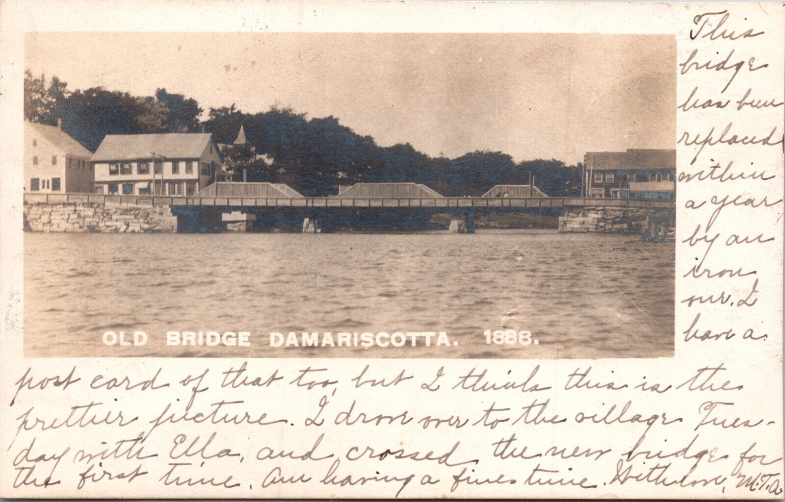 RPPC 1900s Old Bridge Damariscotta ME Postcard Posted Undivided Back 