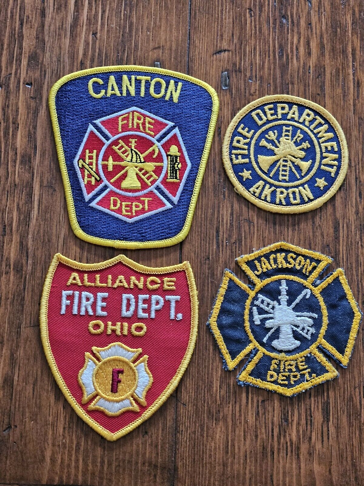 4 Vintage Ohio Fire Dept Patches - Canton Akron Alliance Hackson Twp.