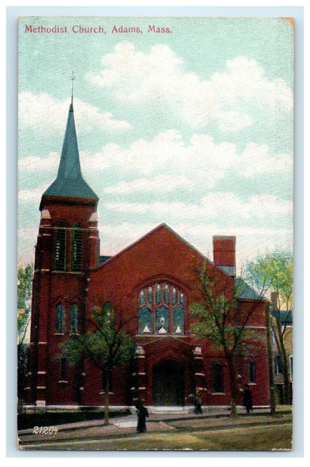 c1910 Front View Of Methodist Church Adams Massachusetts MA Antique Postcard