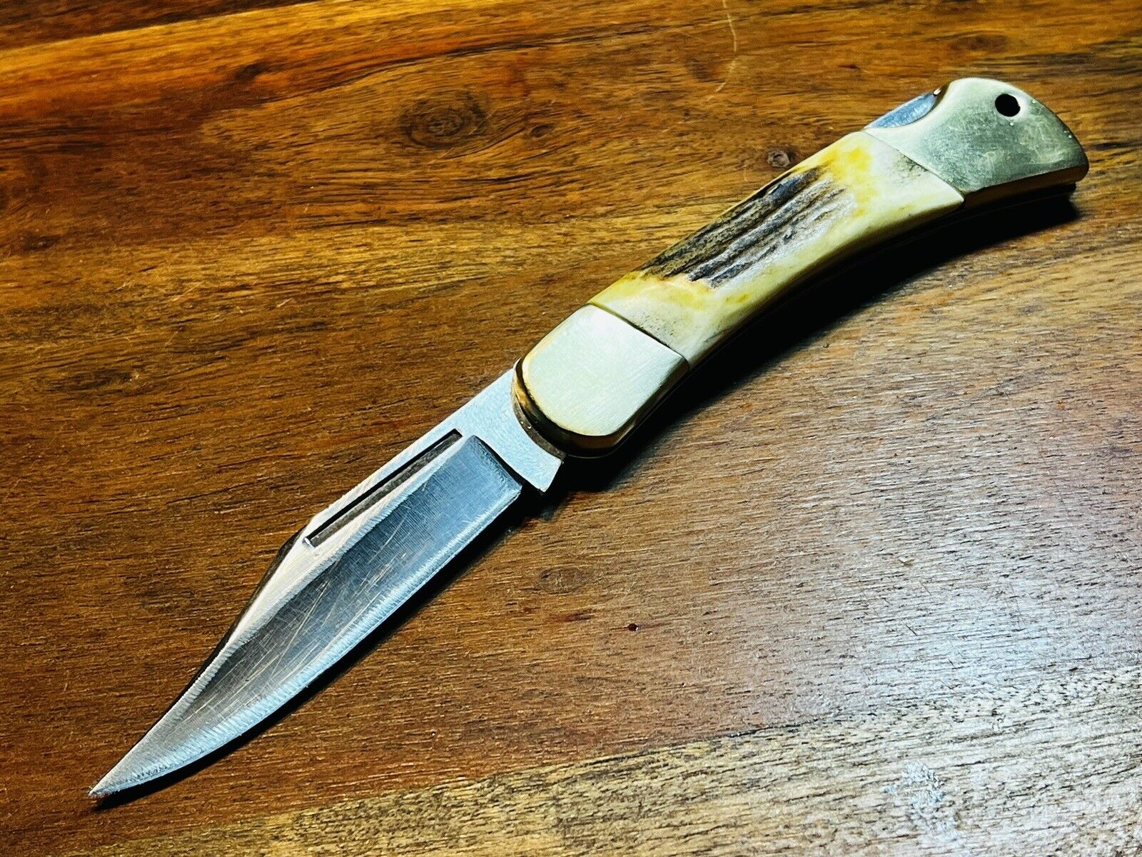 TSA CONFISCATED Vintage Sharp Japan Custom Crafted Stag Handle Pocket Knife