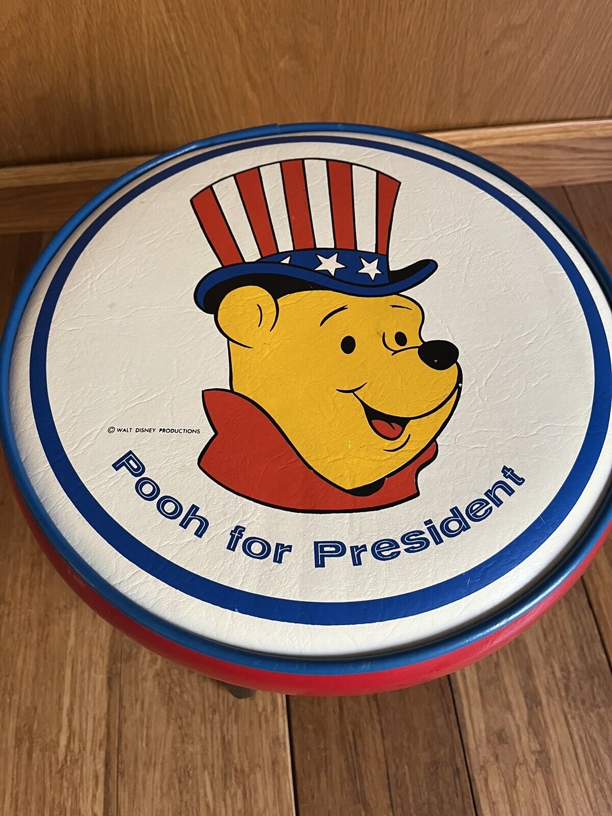 Rare Vintage Walt Disney Productions Winnie The Pooh Vinyl Padded Stool