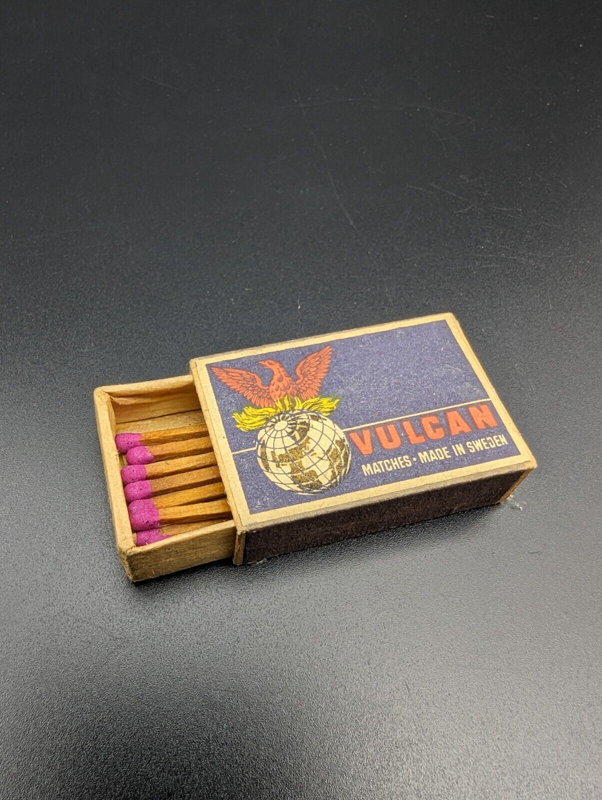 Vintage Vulcan Vest Pocket Safety Matches in Wooden Box Some Used Made in Sweden