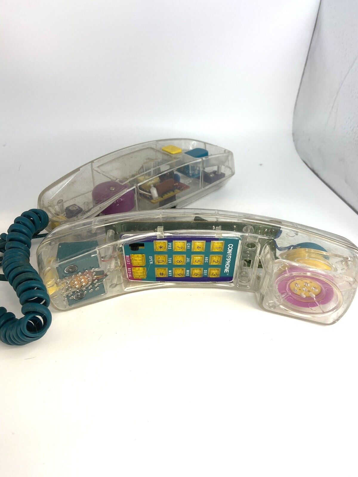 Retro Vintage 1980-90\'s Conair Clear Model SW205 Push Button Telephone UNTESTED