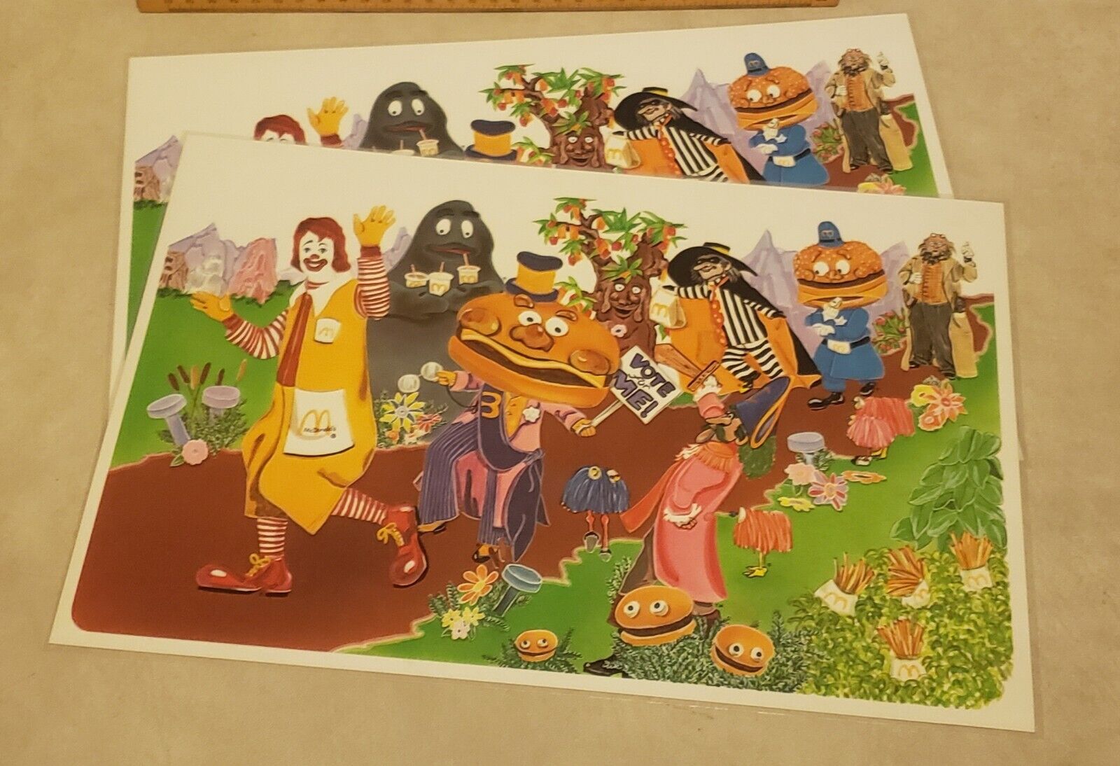 Lot Of 2 McDonaldland Characters Vintage McDonalds Placemats/Ronald McDonald...