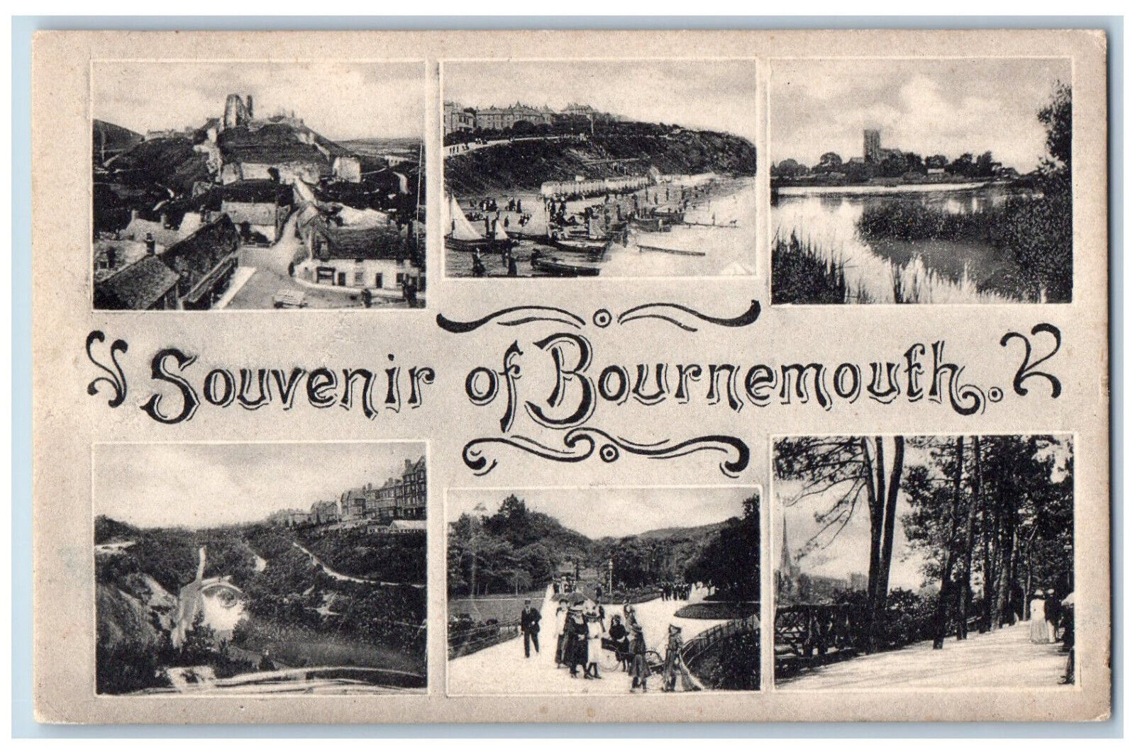 Dorset England Postcard Souvenir of Bournemouth c1910 Multiview Antique