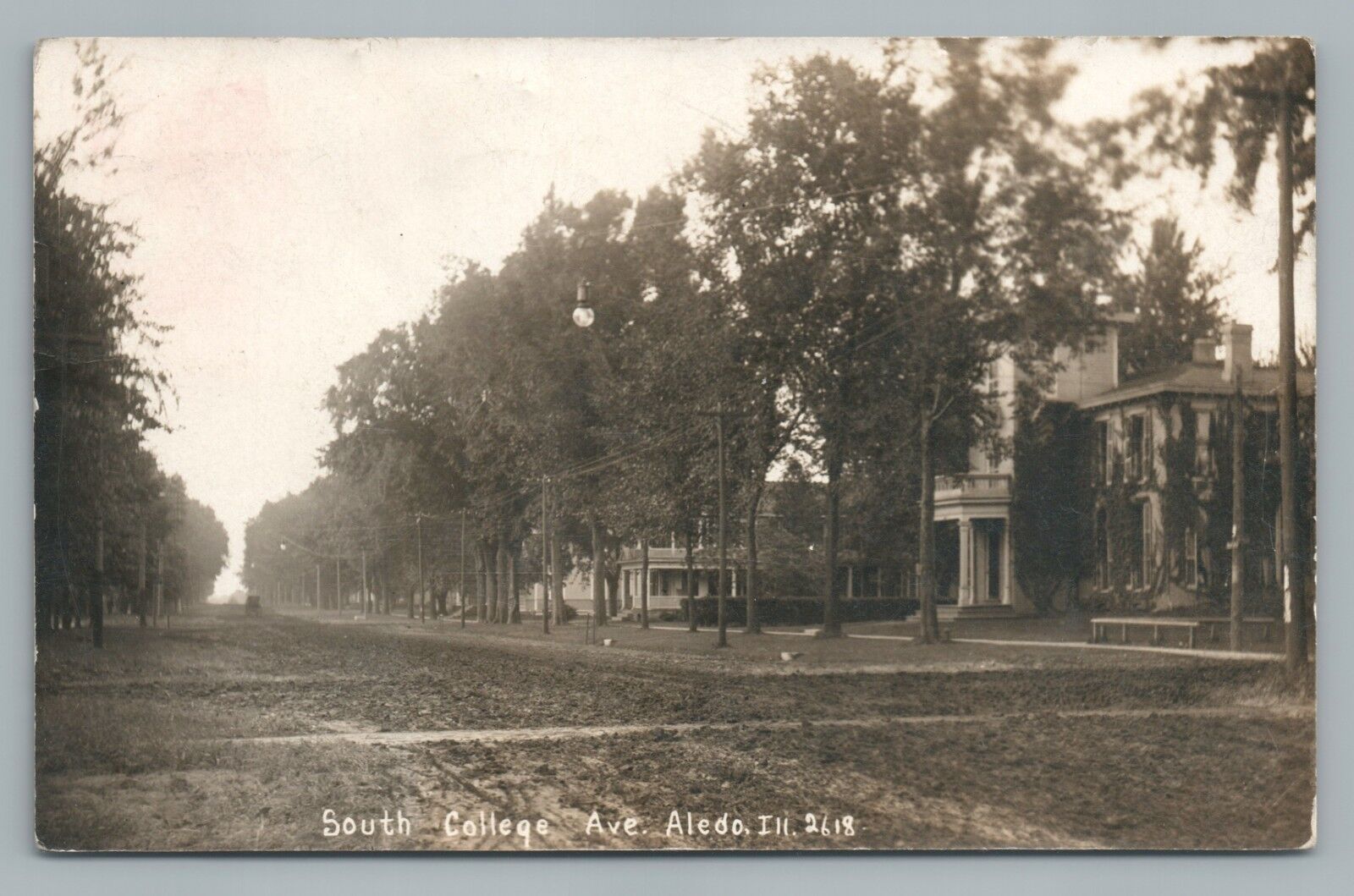 South College Ave ALEDO Illinois RPPC Antique CU Williams Photo—Bloomington 1907
