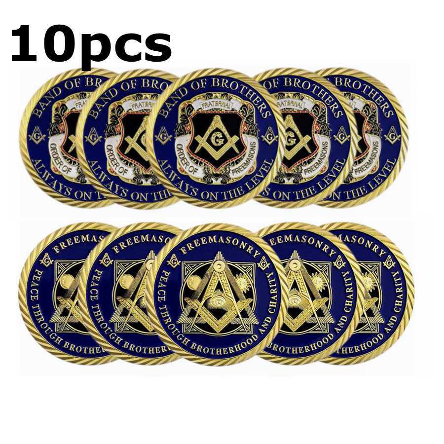 10pcs Masonic Challenge Coin Master Mason Freemasonry Brotherhood Commemorative