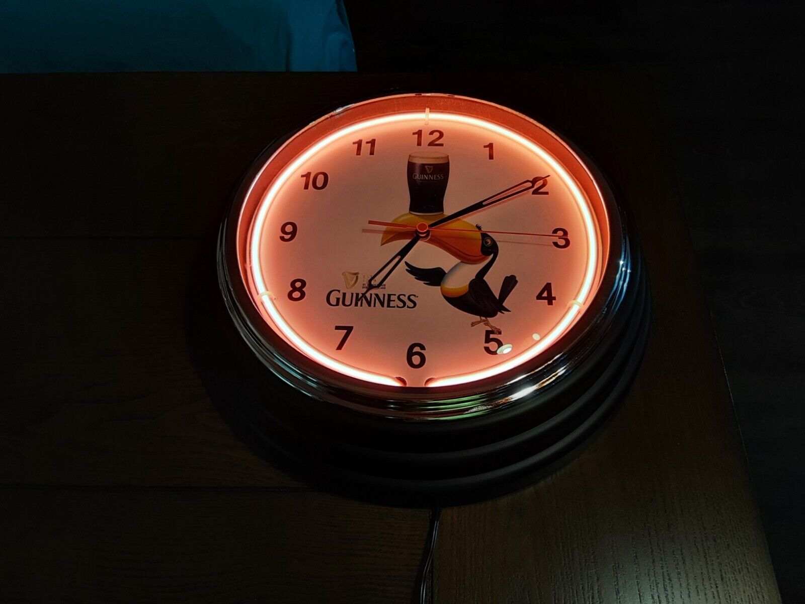 10 Inch GUINNESS CLOCK (NEON ORANGE BATTERY AND POWER CORD)