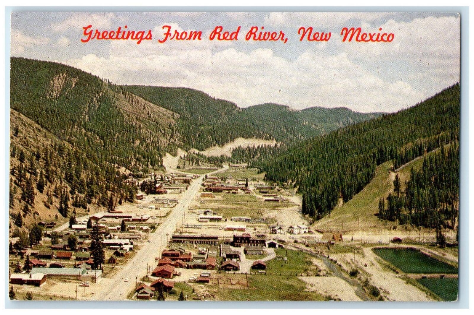 c1950's Greetings From Red River Valley Mountain Village New Mexico NM Postcard