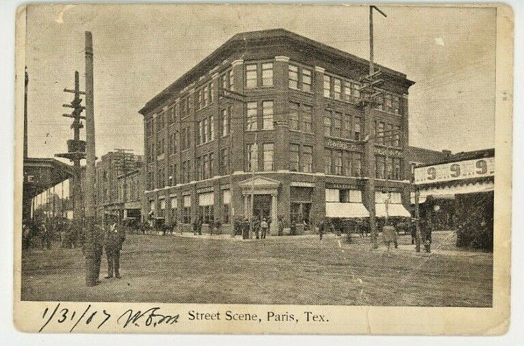 1907, Paris National Bank, Burton Dry Goods, Paris, Texas downtown, vintage
