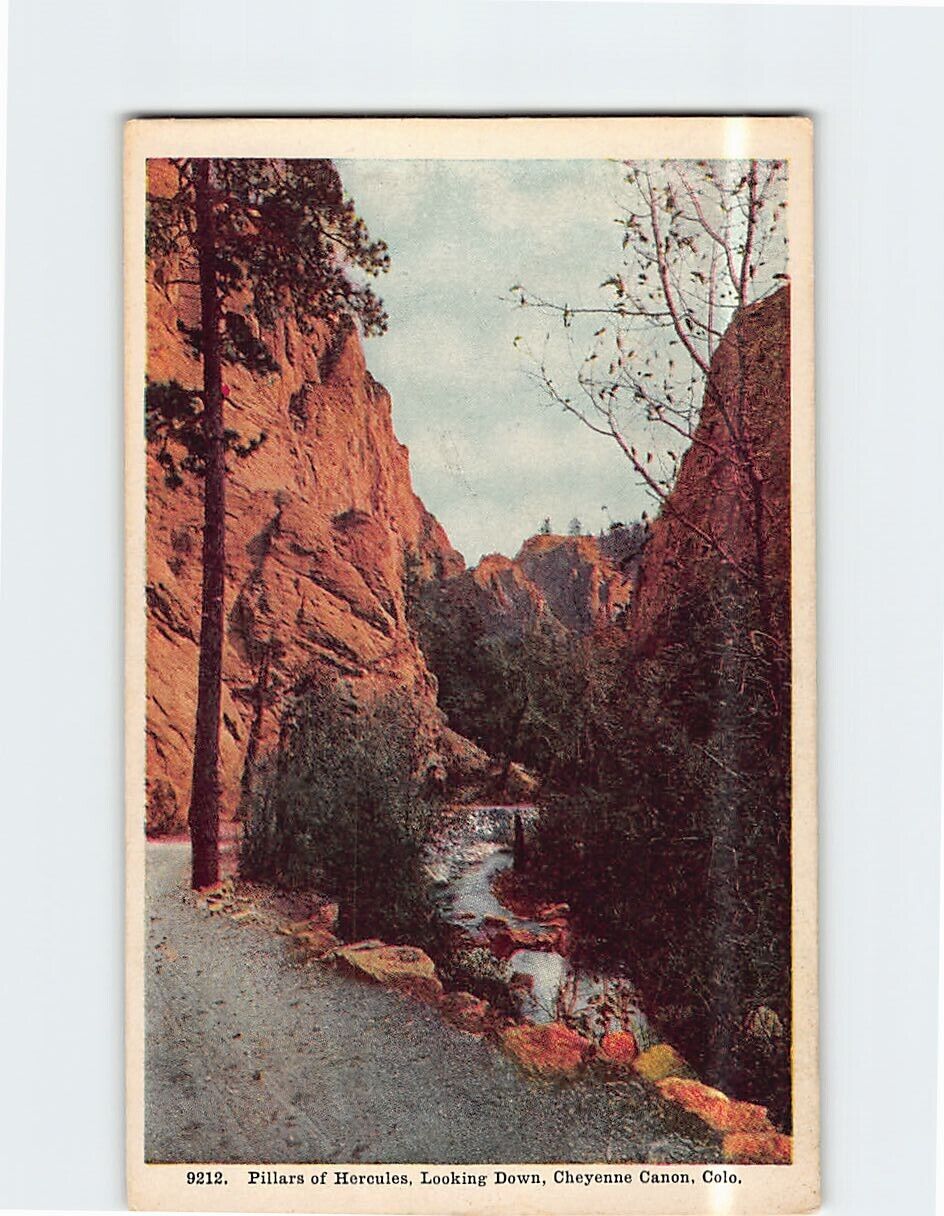 Postcard Pillars of Hercules Looking Down Cheyenne Canyon Colorado USA