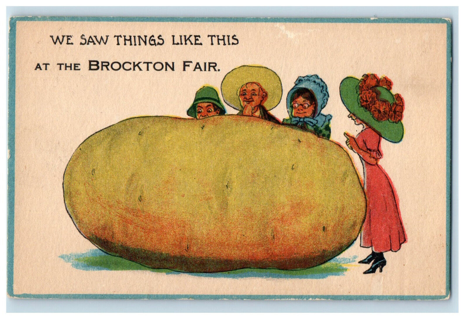 1924 Giant Thing at the Brockton Fair NY Boston & Cape Cod RPO Postcard